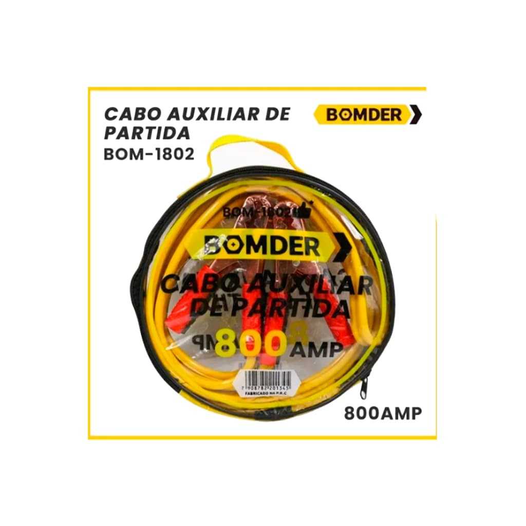 Cabo Carregador Chupeta 800 Amp 2.2m (c/ Bolsa) Ref. Bom-1802