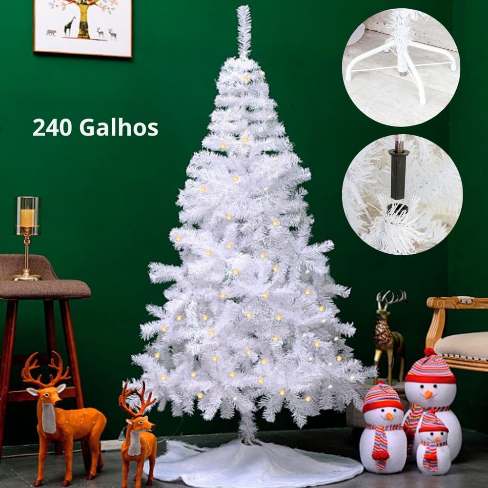 Árvore De Natal Branco 150 Cm Com 200 Galhos Grande