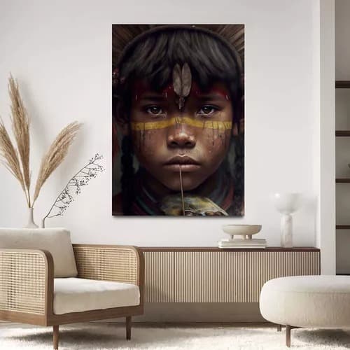 Quadro Para Sala Indio Brasileiro Amazonas Decoração Arte Indígena Cultura Brasileira Natureza