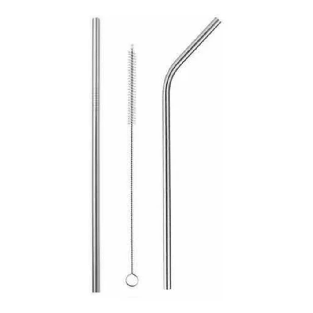 Kit 2 pçs Canudo de aço inox reutilizável + canudo milkshake sustentável + escova de limpeza Natal