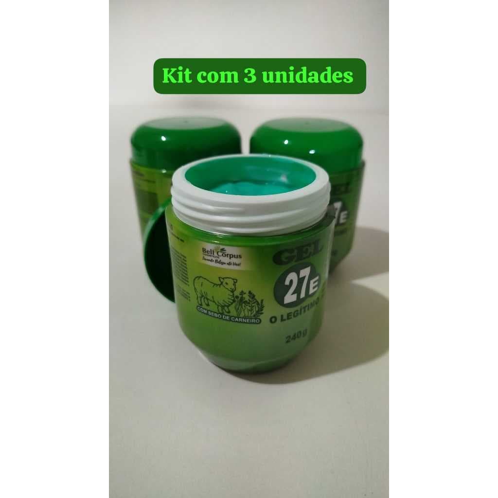Kit com 3 unid Gel massageador 27 Ervas - ORIGINAL Bell Corpus - 240g