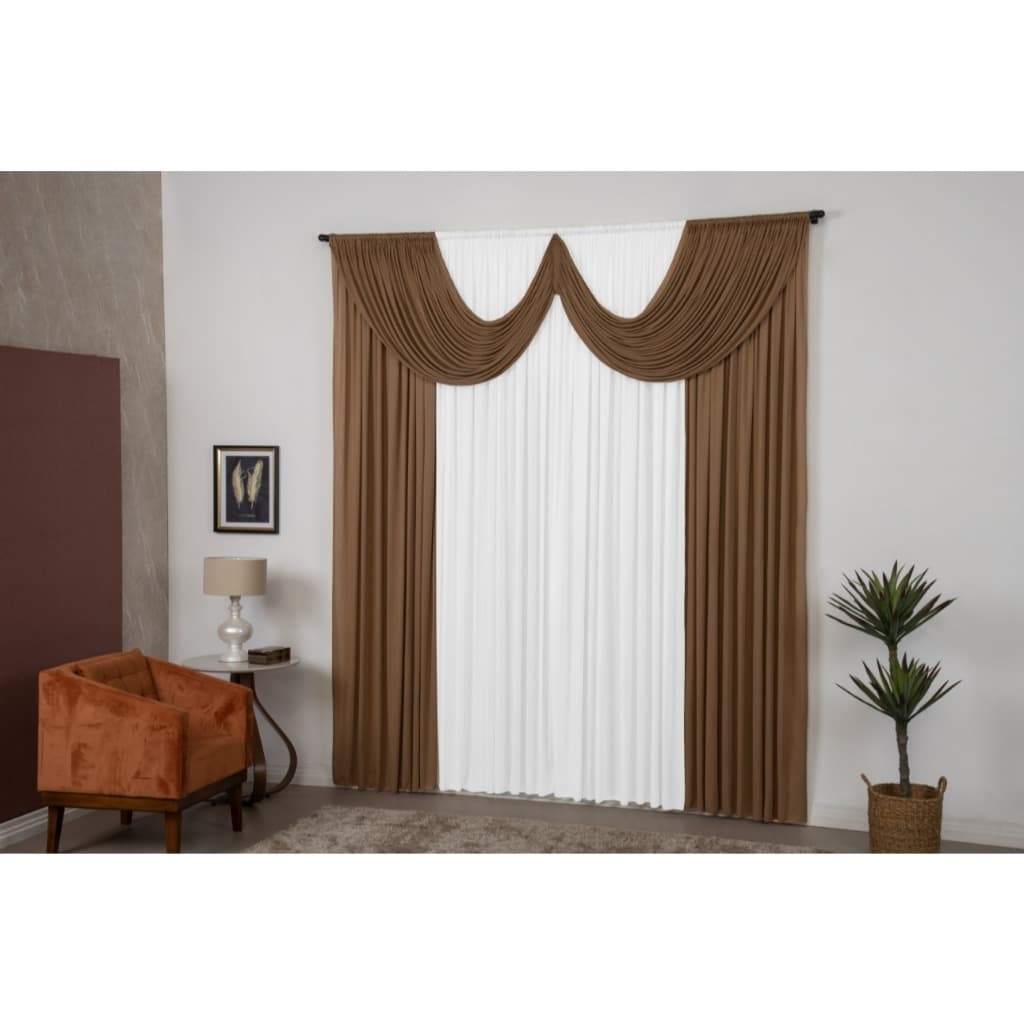 Cortina Paris Pra Janela Sala E Quarto Com Bando 3,00 X 2,80