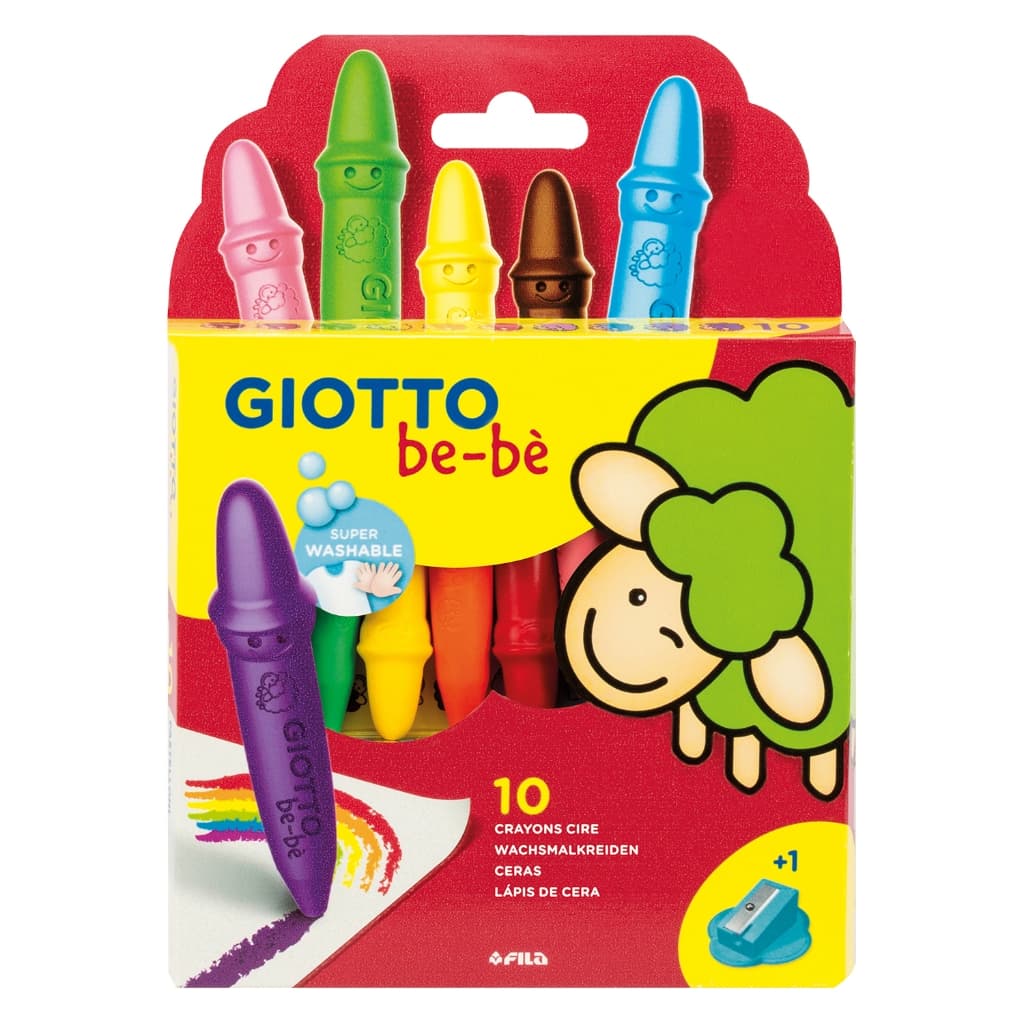 Lápis Giz de Cera Bebè 10 cores + Apontador Giotto