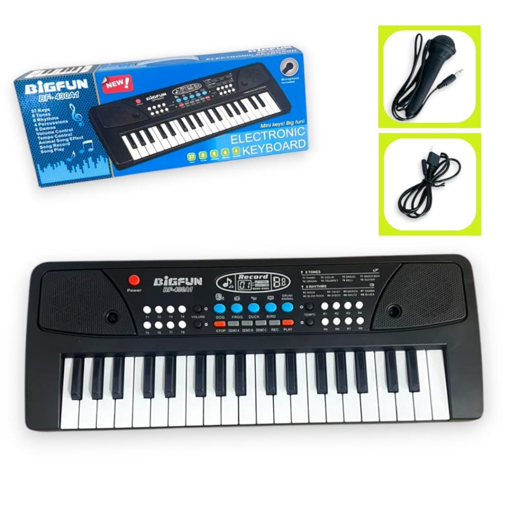Mini Teclado Musical Eletronico 37 Teclas Piano Brinquedo 8 Ritmos Para Crianças com Microfone BF-430A1