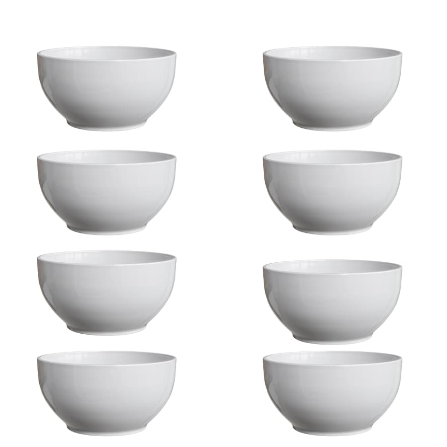 Kit 8 Cumbucas De Porcelana 500ml Tigela De Sopa Branca Redonda Bowl