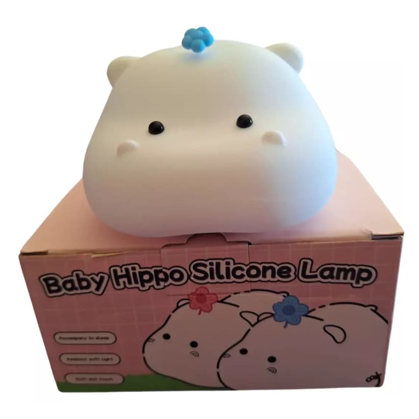 Luminária de Silicone Noturna Sensor De Touch hipopótamo Fofa Recarregável De USB Quarto