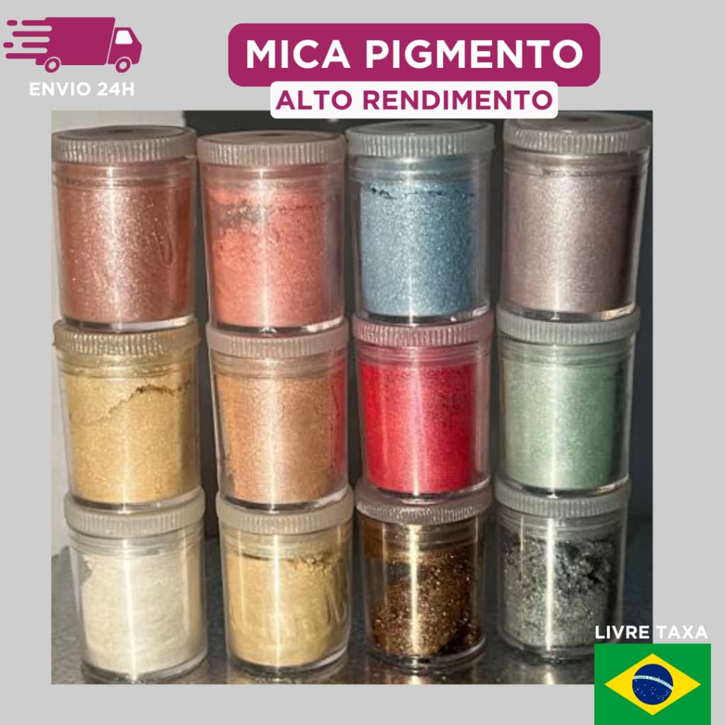 Pigmento metálico perolado 12 cores artesanato resina epóxi decoração corante beleza diy slime pó