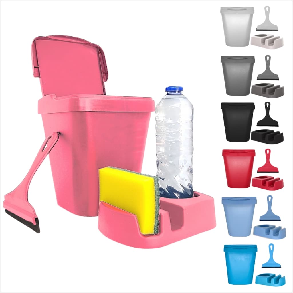 Conjunto Porta Detergente Rodo de Pia Lixeira Cozinha Area Gourmet Banheiro Escorredor de Louças
