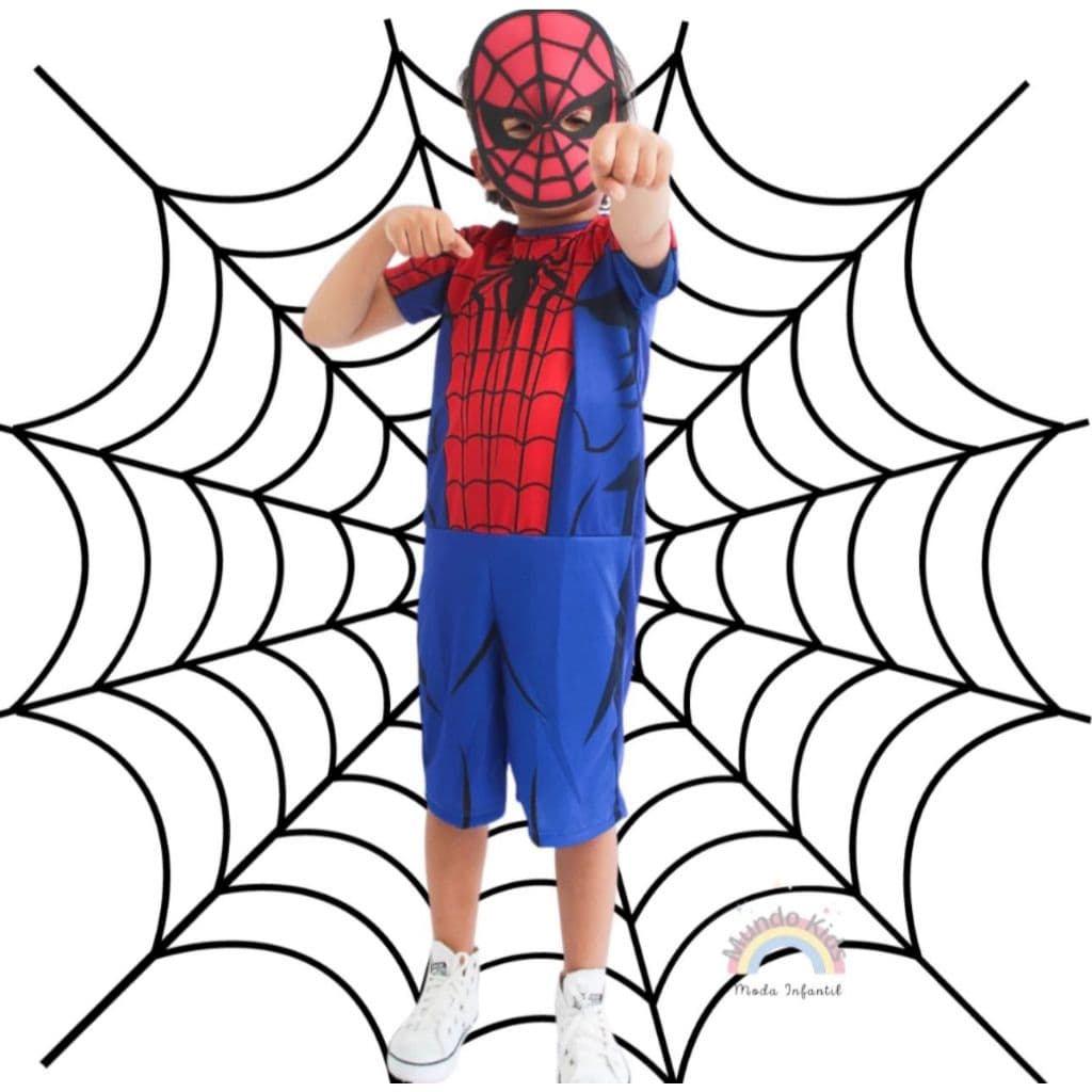 Fantasia Homem Aranha Infantil Com Máscara Spiderman 1 A 10
