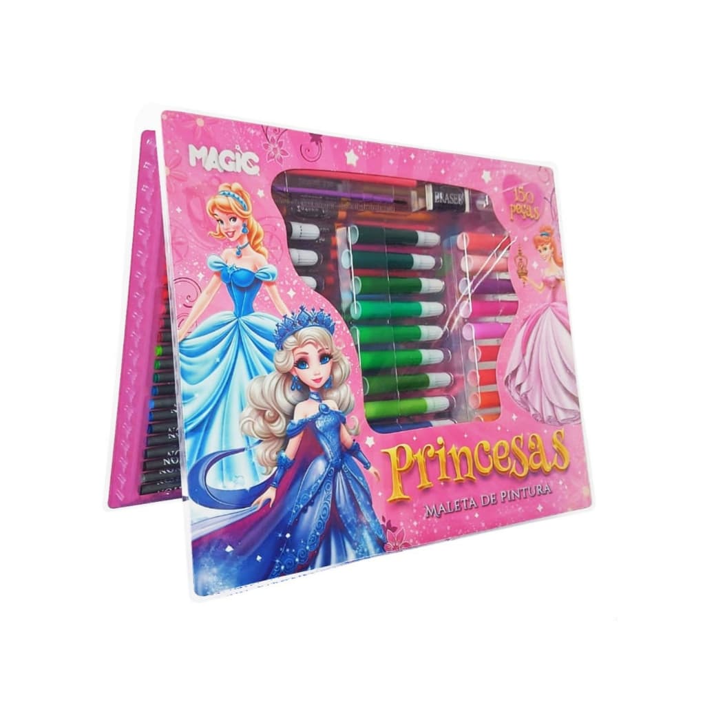 Maleta Kit de Pintura Infantil Escolar com 150 Peças Princesas