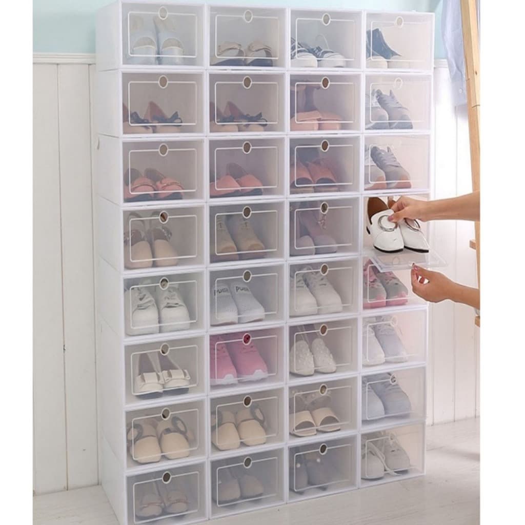 Kit Caixas Organizadoras Para Sapatos Tênis Empilhável Tampa flip Sapateira Dobrável