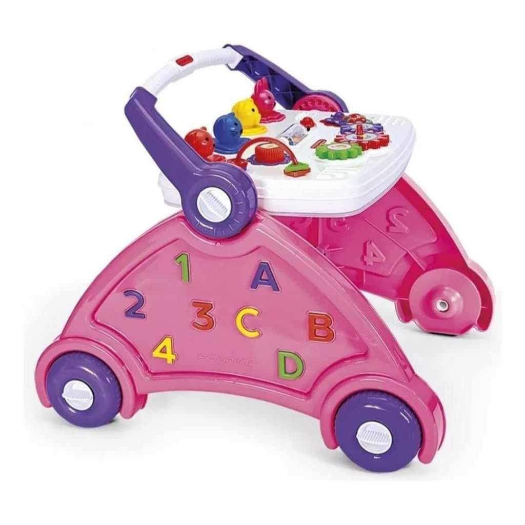 Andador Bebê 1 Ano Educativo - Mesa com Som - Atividades Cor Rosa