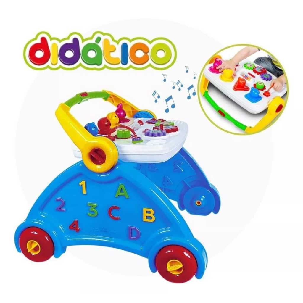 Andador Bebê 1 Ano Educativo - Mesa com Som - Atividades Cor Azul