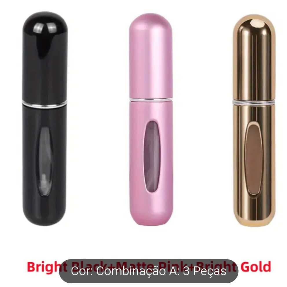KIT 3 Pcs Porta Perfume Recarregavel Portatil Spray 5ml - cores sortidas