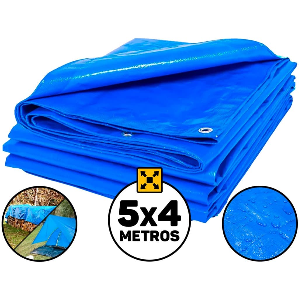Lona Plástica 100 Micras 5x4 Metros De Proteção Impermeável Cobertura Barraca Piscina Camping Pesca Multiuso