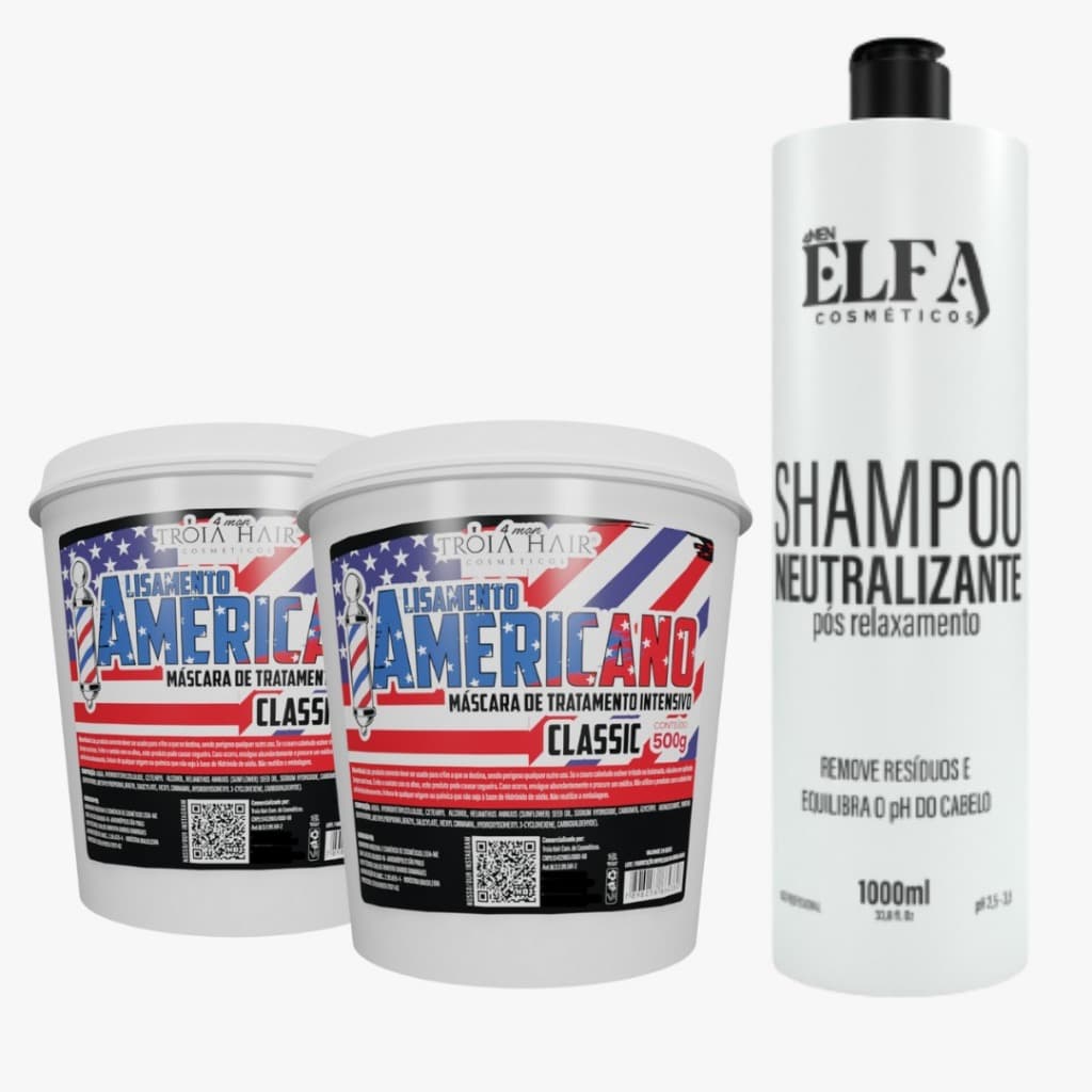Kit 2 Alisamento Americano Classic 500g  e Shampoo Neutralizante 1L PÓS RELAXAMENTO