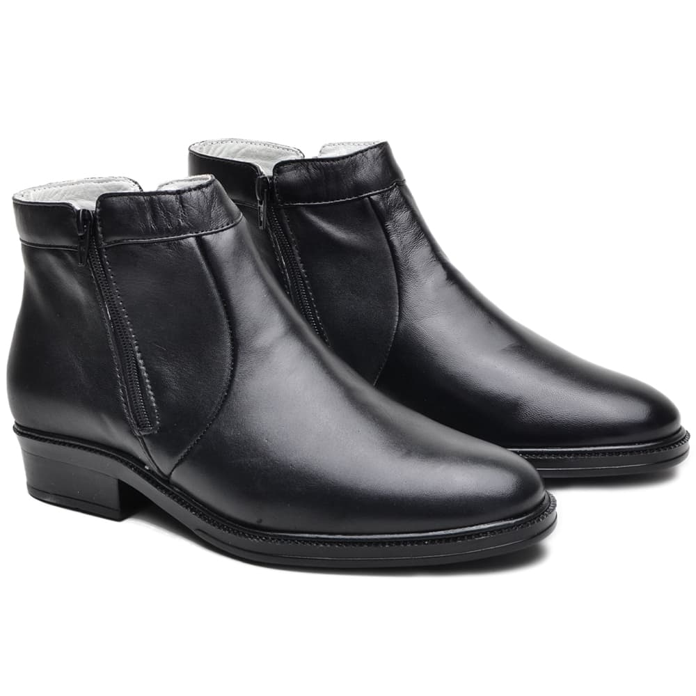 Botina Bota Masculina de Couro Mestiço com Zíper Lateral Fácil Calce Conforto e Qualidade Preto e Café Tamanhos 37 ao 44