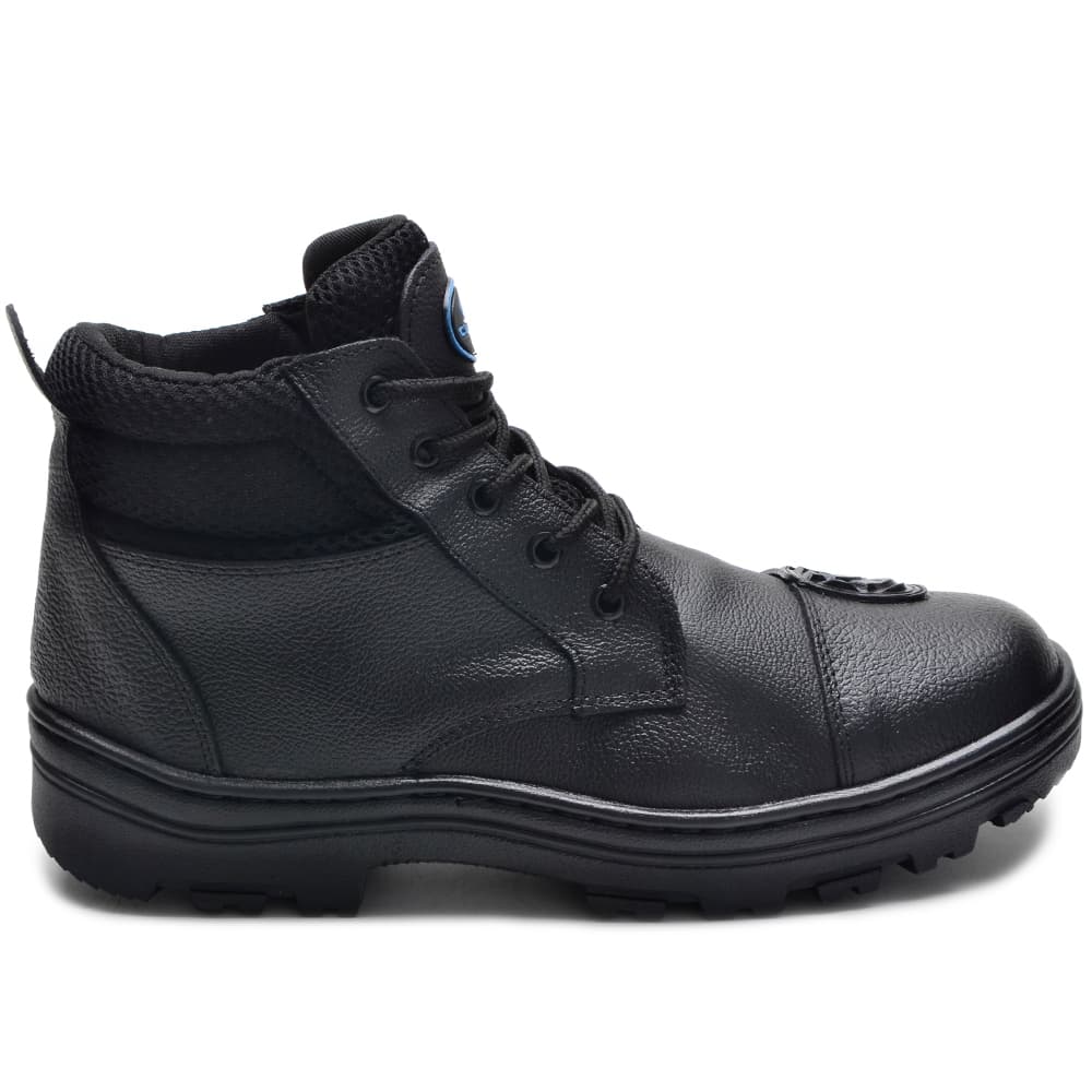 Bota Coturno Motociclista em Couro Bovino com Pedaleira, Solado em Borracha e Palmilha GEL, Conforto e Segurança