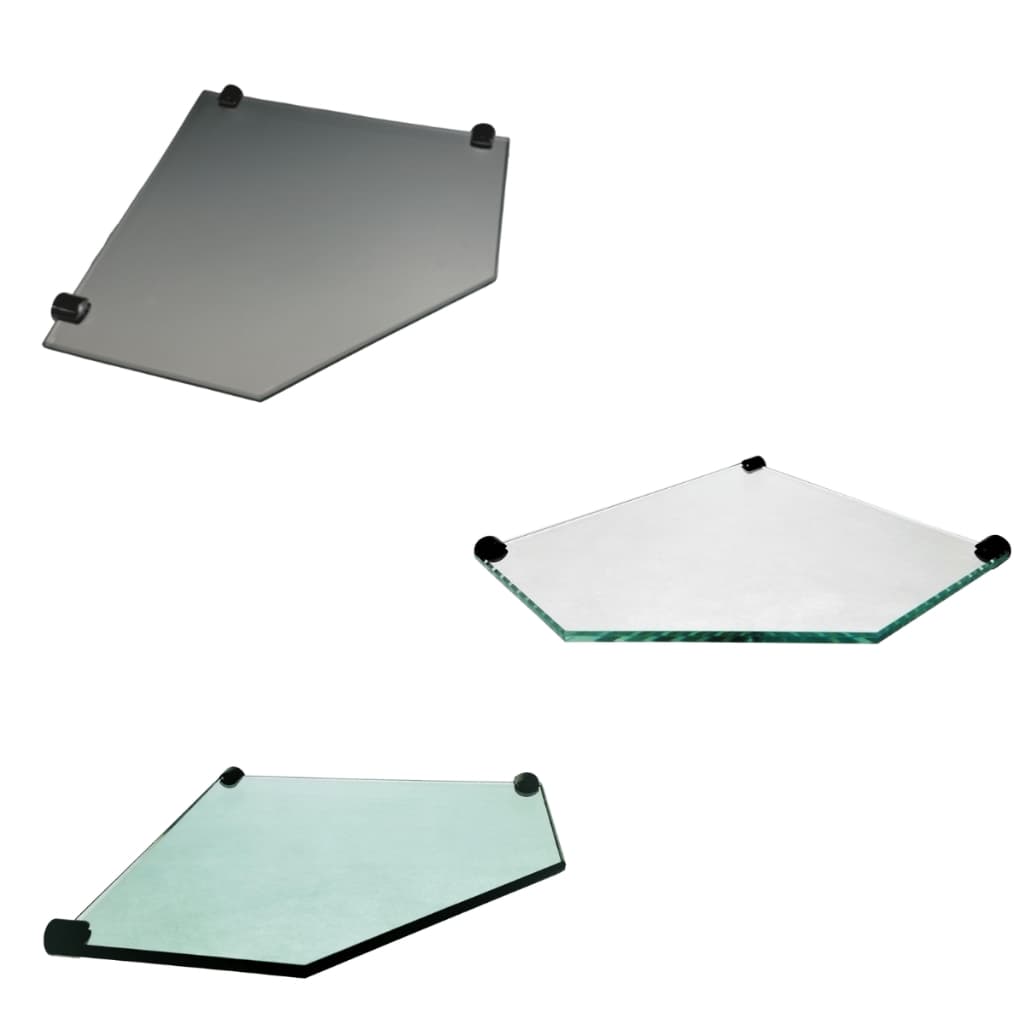 Porta Shampoo Canto Chanfrado - Vidro - 25x25cm - 8mm Suporte Preto