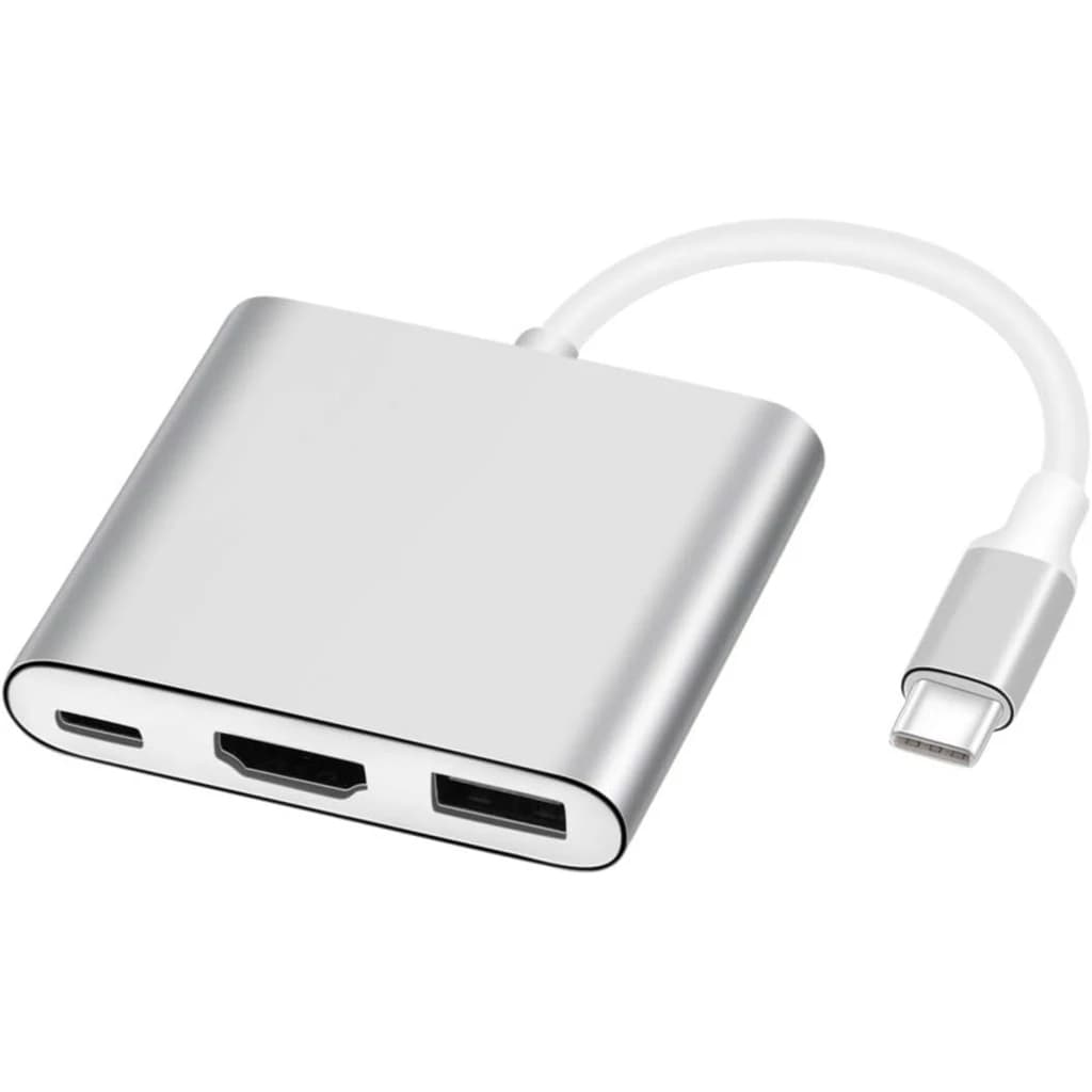 Cabo Adaptador 3 em 1 Conversor USB Tipo-C para HDMI + USB 3.0 + Tipo C