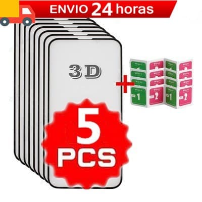 KIT Com 5 Película De Vidro 3D 9D Xiaomi Note 7/8/8T/9/9S/9 Pro/Note 10/10S/Redmi 9/9T/9A/9C/11