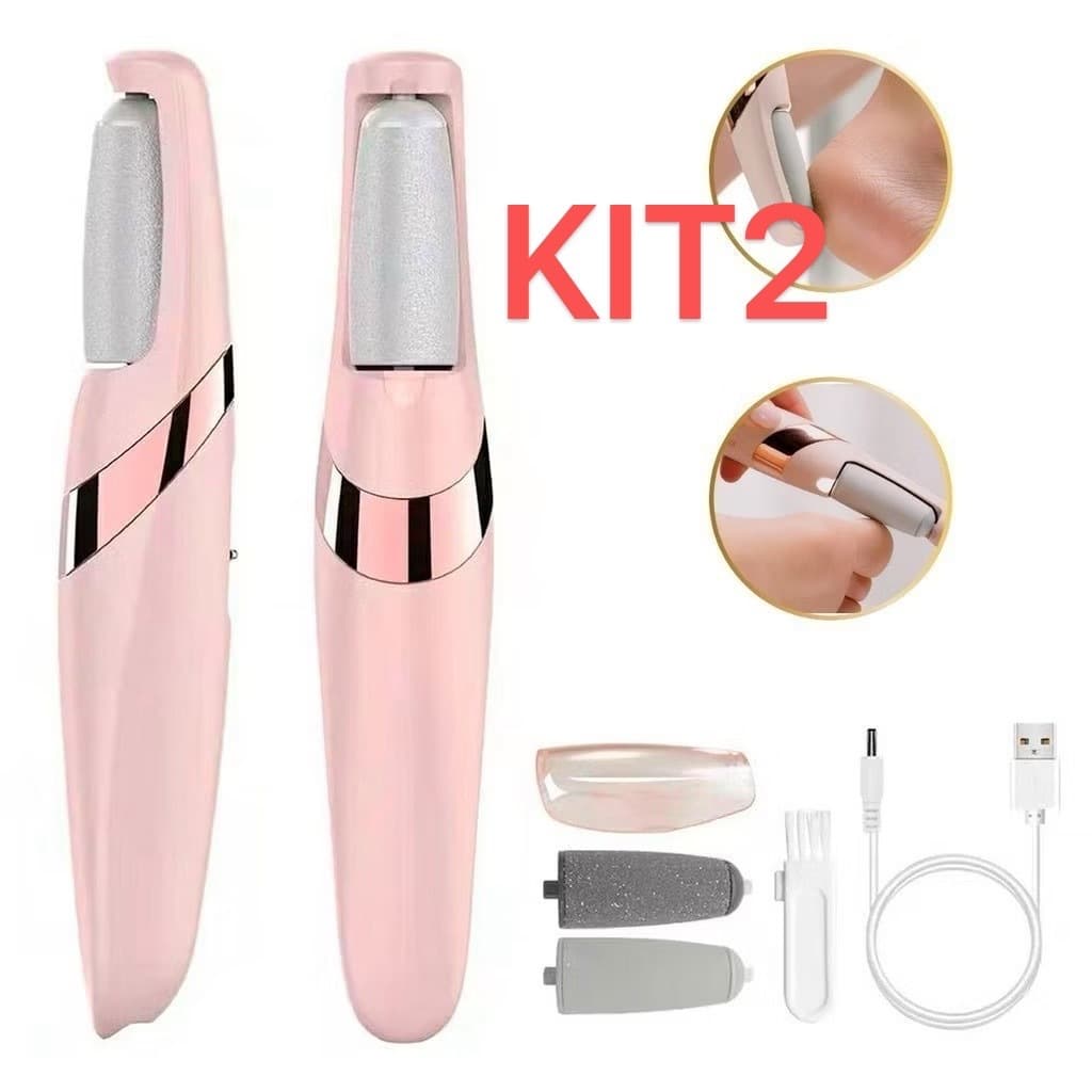 KIT2  Lixador De Pé Elétrico Lixa Elimina Calo Portátil Usb Pilha