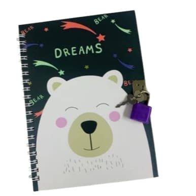 Mini Diário Com Cadeado Capa Urso Dreams.