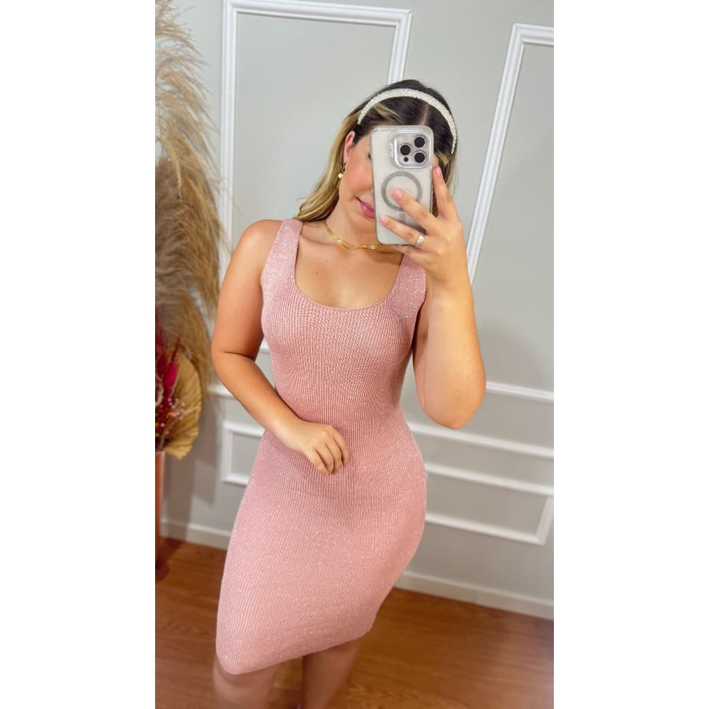 Vestido Tubinho Canelado Feminino Tricô Modal com Lurex de Festa 36 ao 42 Lupinacci Tricot