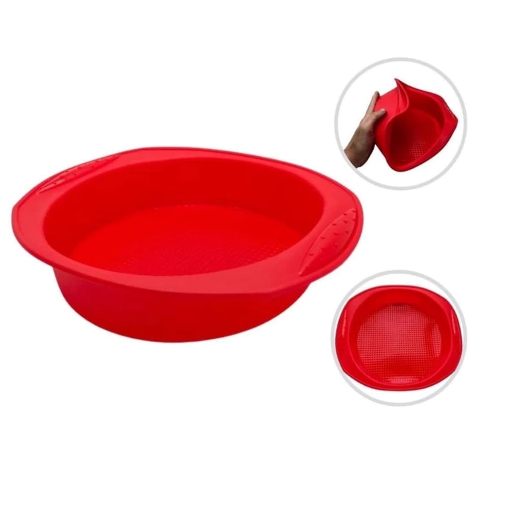 Forma Para Bolo Redonda Torta Silicone Vermelha Hauskraft
