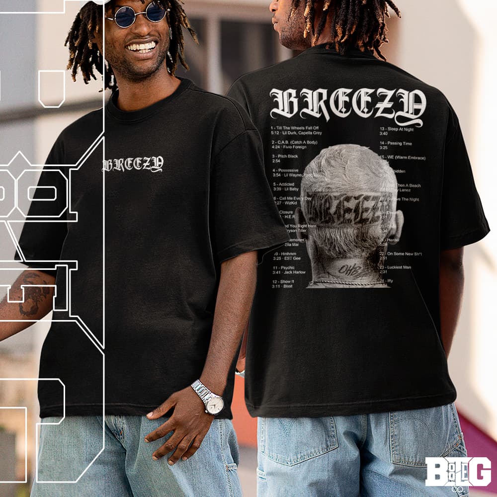 Camiseta Basica e OVERSIZED Chris Brown Crb Brezzy Tracklist World Tour Brasil Unissex