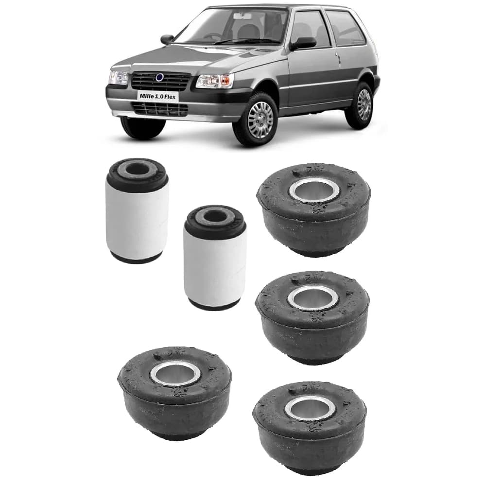 Kit 2 Buchas Braço Oscilante E 4 Buchas Tensoras Uno Fiorino
