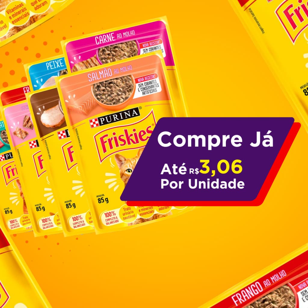 Ração Úmida Friskies Sachê para Gato Sabores 85g - Caixa Fechada 15 Unidades ou 12 Unidades Variados