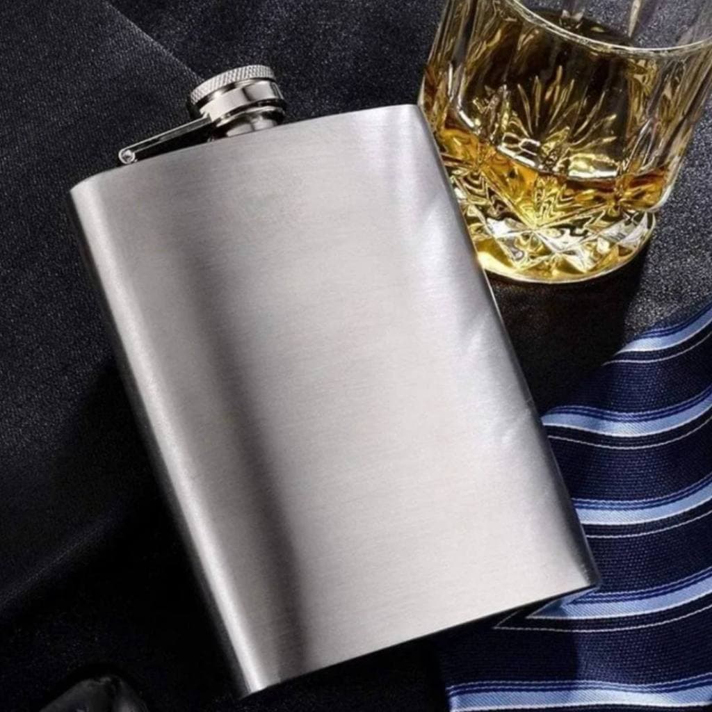 Cantil Aço Inox Garrafa De Bolso Porta Bebidas Whisk Vodka Rum Cachaça Licor 210ml Top