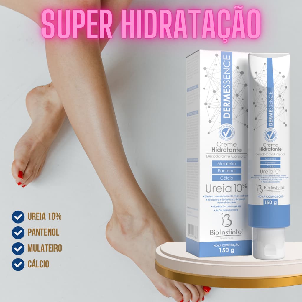 Creme Dermessence Hidratação Corporal 10% Ureia, Mulateiro, Pantenol Bio Instinto 150g PROMOÇÃO