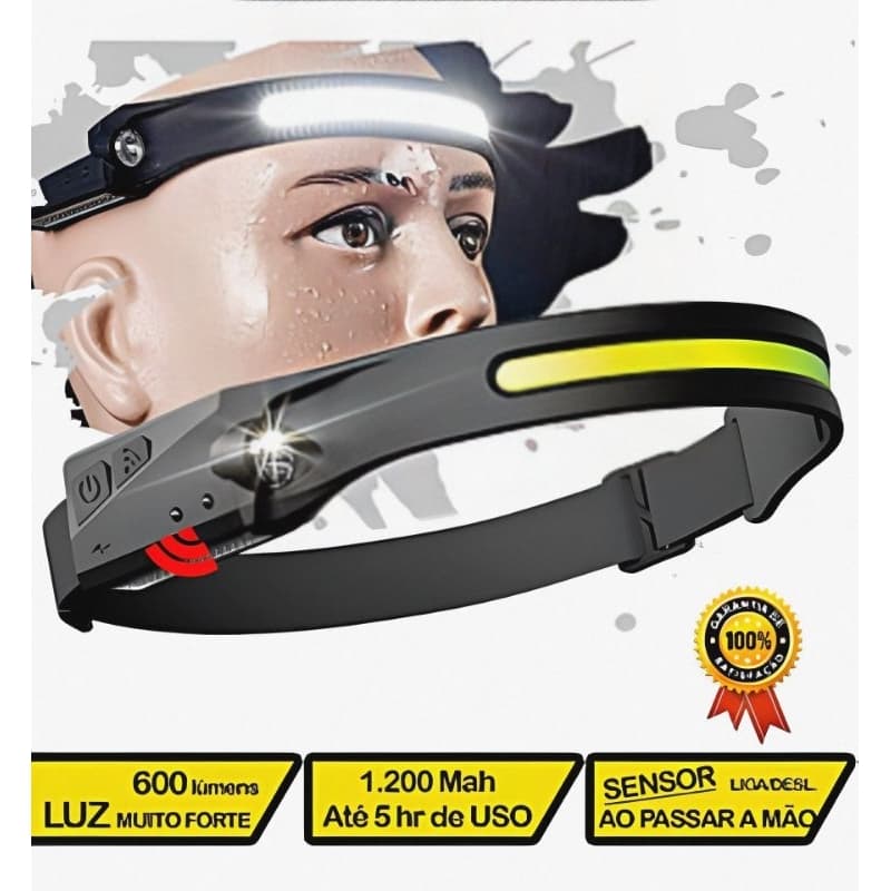 lanterna de cabeça led profissional prova d'água sensor recarregável usb sensor
