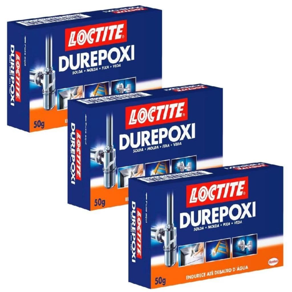 Kit Com 3 Durepoxi Cola Epóxi Massa Adesiva Ultra Forte 50G