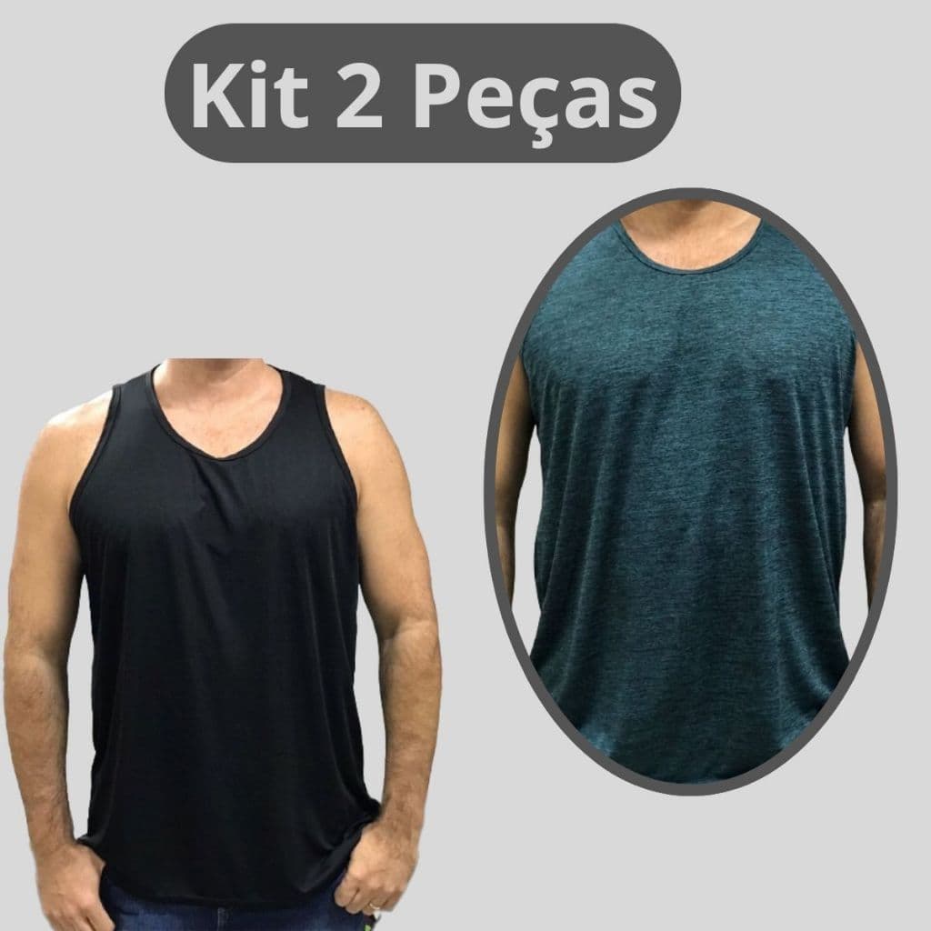 Kit 2 Regatas Dry Fit Plus Size Masculina Camiseta Academia Treino Verão