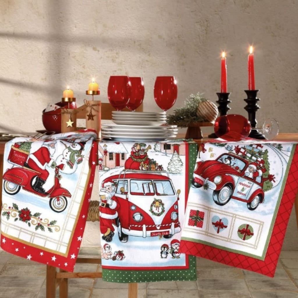 Kit com 6 Panos de Prato Natal Felpudo Dohler prata 45x65cm