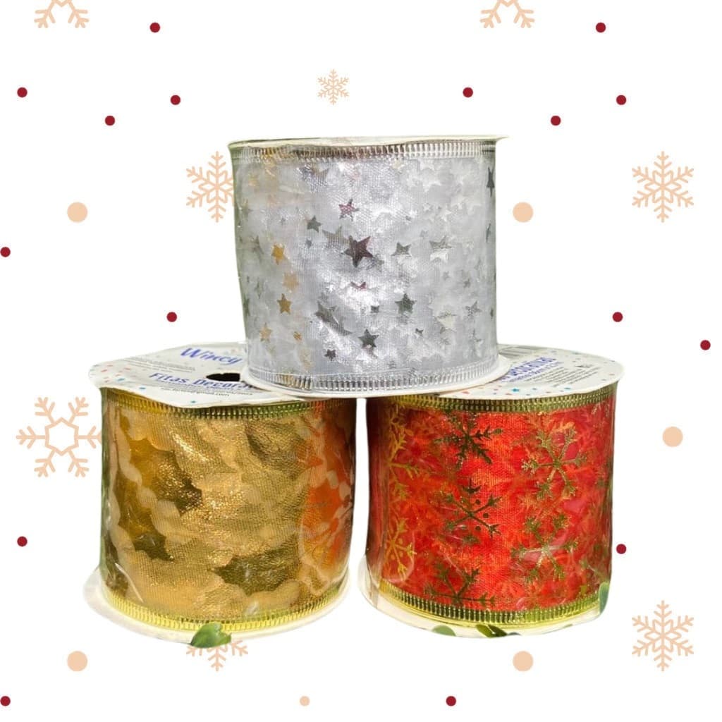 Fita De Cetim Decorada Enfeite Natalino 4cmx2,7cm- Wincy