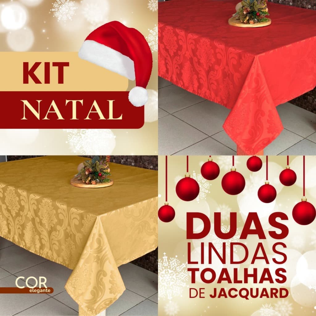 Kit 2 Toalha de Mesa 2,00 x 1,40 m Natalinas Para Mesa De Jantar Melhor Preço