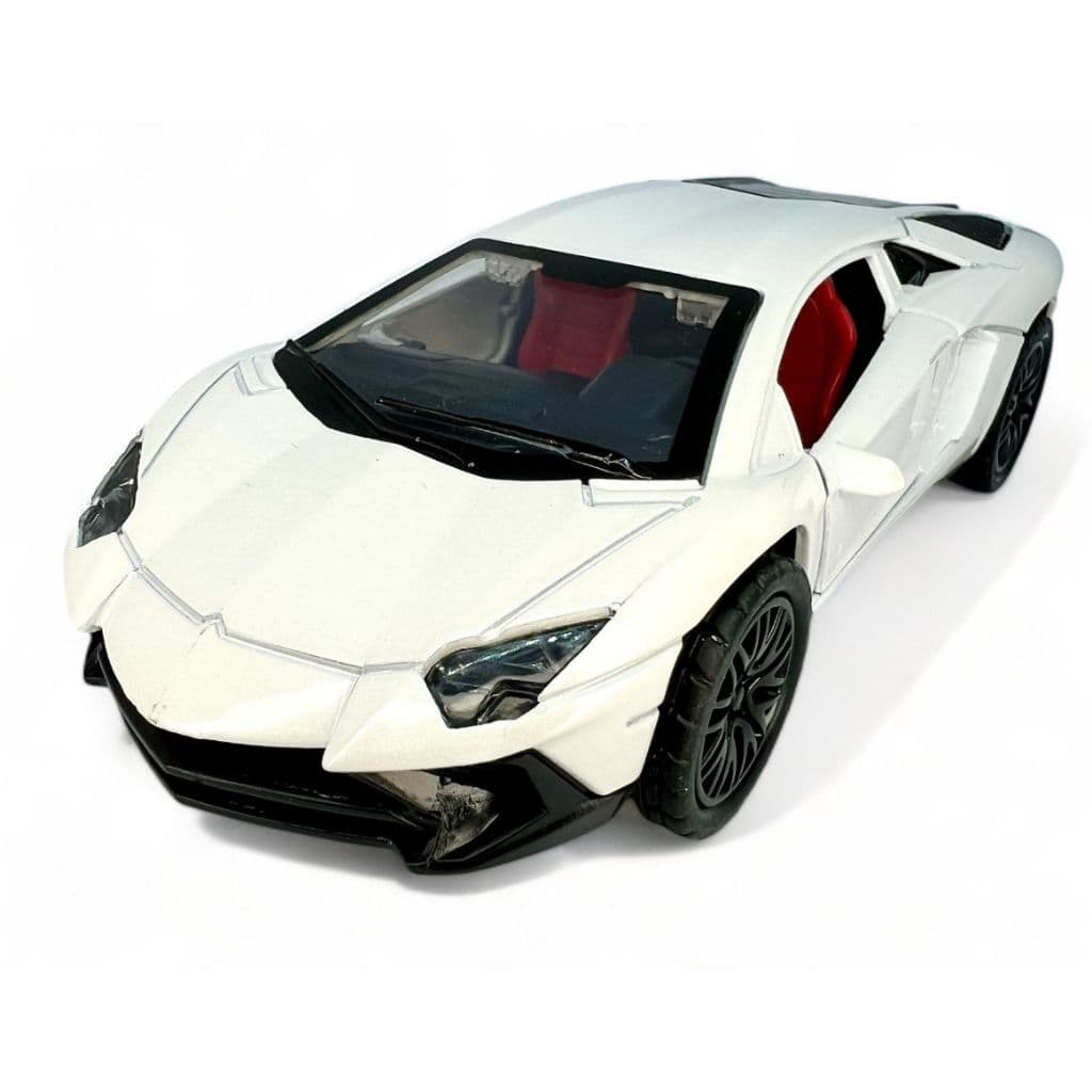 Miniatura Lamborghini Aventador – Cores Branco Pérola e Cinza, em Metal 12cm