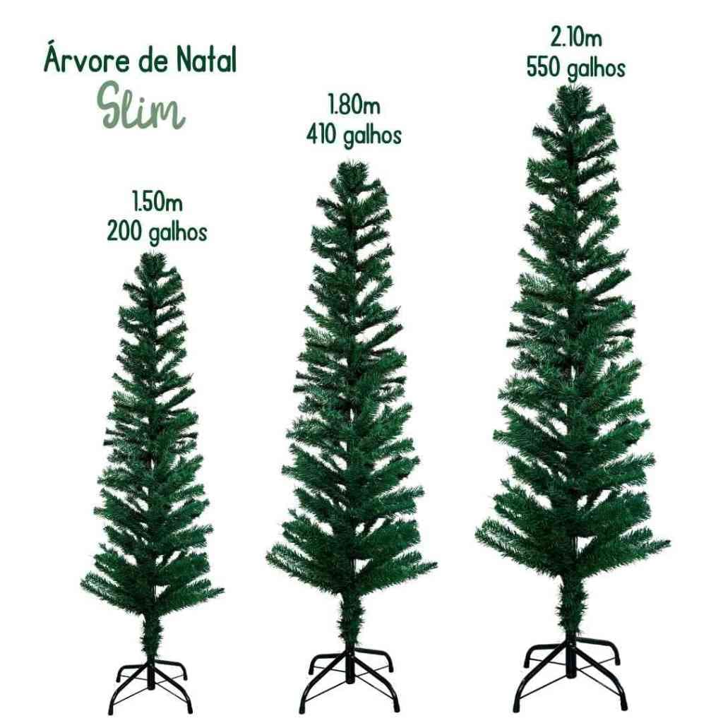 ARVORE DE NATAL VERDE DECORATIVA SLIM  OU TRADICIONAL (150cm - 180cm ou 210cm)