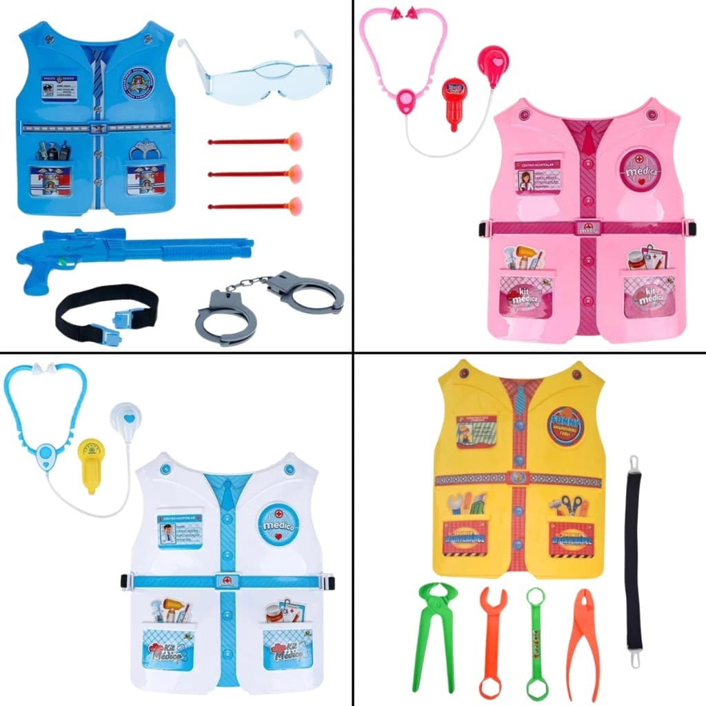 Kit Médica/ Médico/Construtor/Policial ,Diversão Com As Profissões Presente Criança