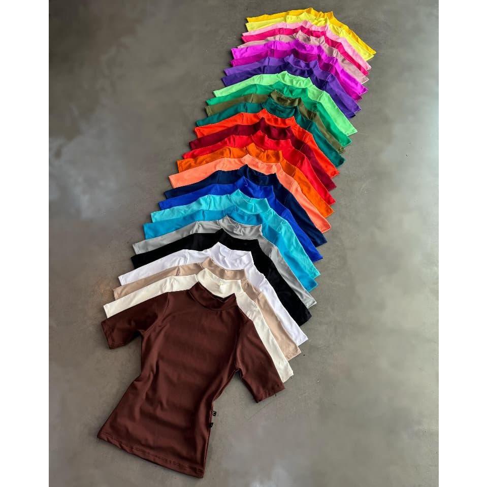 Blusa Básica Feminina Suplex Gola Alta Segunda Pele Cacharrel Minimalista