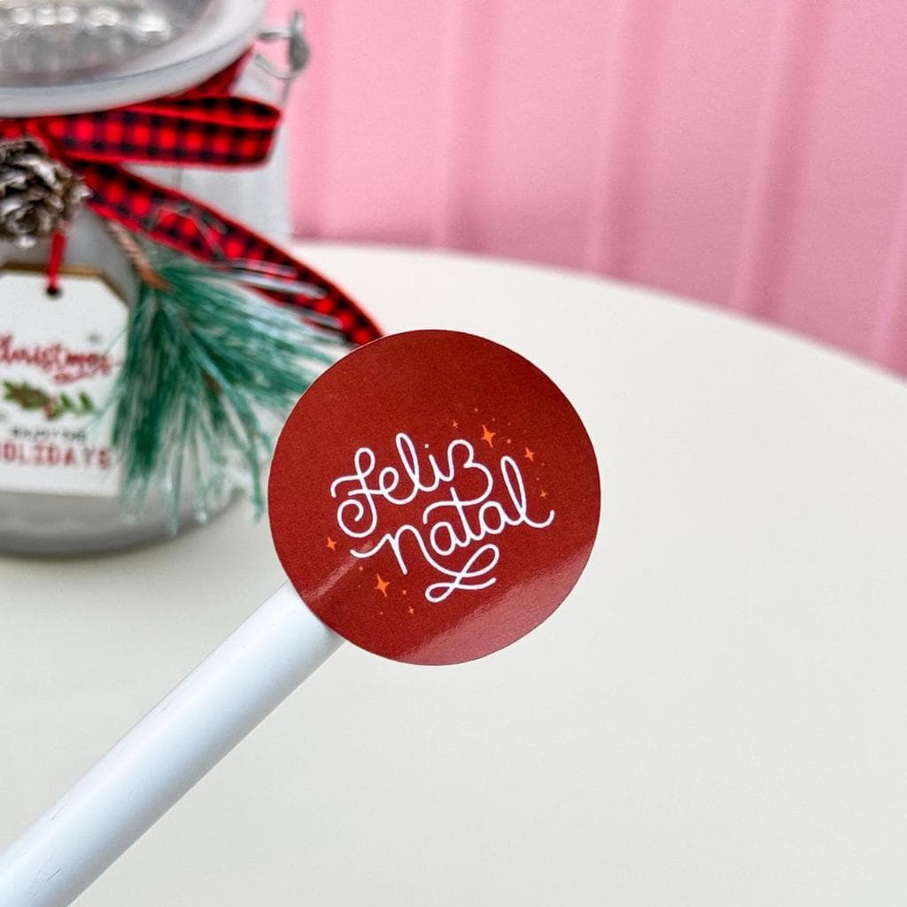 35 Adesivo 3,5cm Vermelho Feliz Natal- Pronta Entrega - Feliz Natal