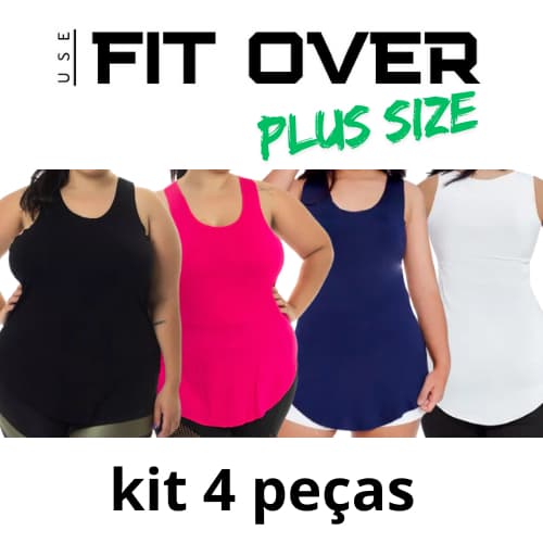 Kit 4 camisetas fitness PLUS SIZE - básica - tapa bumbum - academia - crossfit - fit over