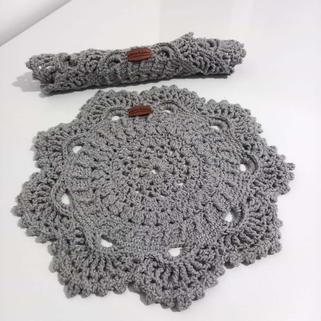 Kit 8 Sousplat Russo em Crochê Várias Cores Crochet Suplat Supla Decoração Toalha Centro de Mesa Cozinha Moda Casa Jogo