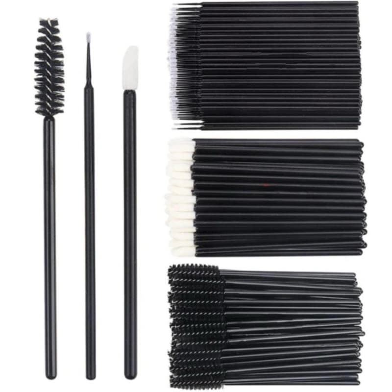 Kit Escovinha + Microbrush + Bastão Lip Gloss Preto Labios Sobrancelhas Cilios Micropigmentação Lash Lifting