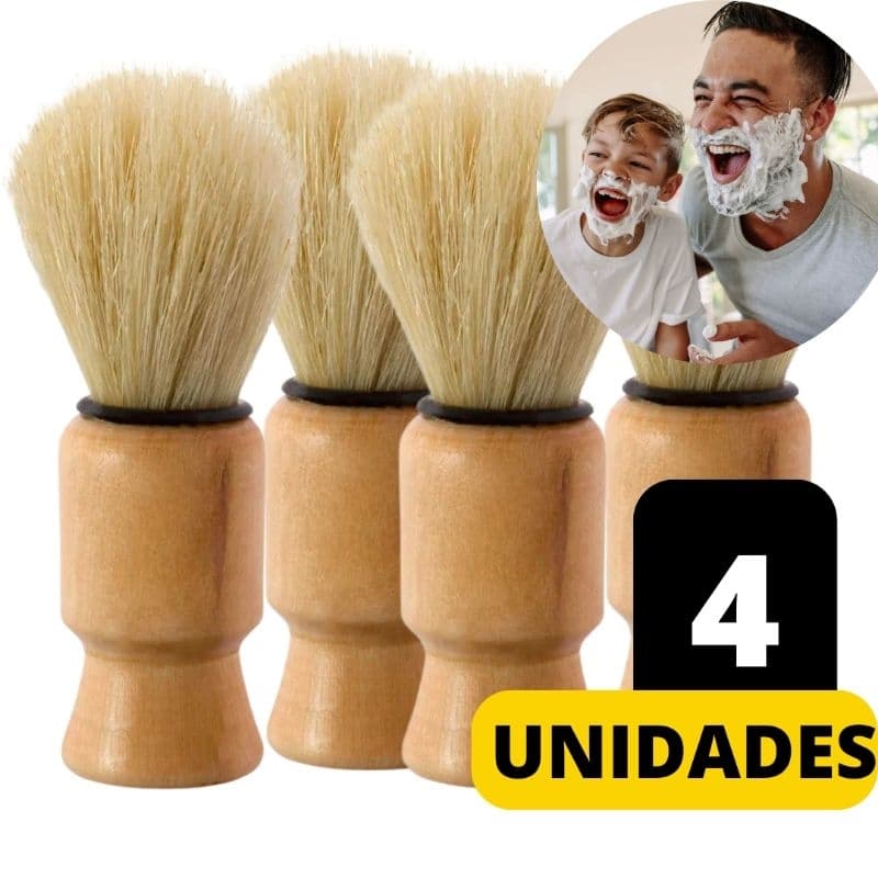 Kit 4 Pincel De Barbear Cerdas Macias Sintéticas Para Espuma De Barbear Kit Barba Completo