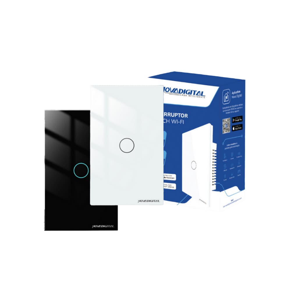 Interruptor Wifi Inteligente 1 Botão Touch 4x2 Novadigital Tuya Alexa Google Smart Automação App